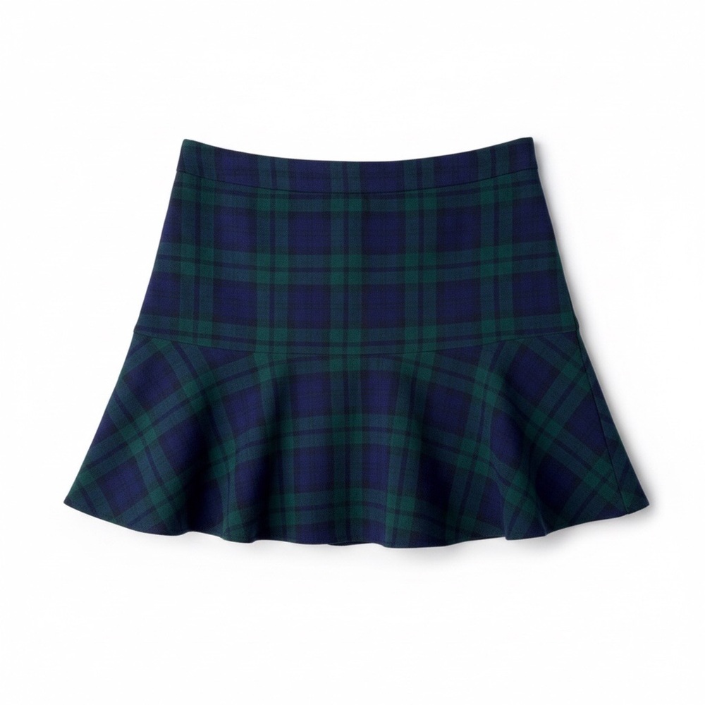 Vineyard Vines Blackwatch Flounce Plaid Skirt Deep Bay-Navy/Green Size-0 NWT - Picture 4 of 10